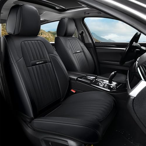 Coverado Car Seat Covers - Universal Front Pair Car Seat Protector Fit for Most VANS Trucks, Nappa Leather Auto Seat Accessories, Waterproof Automobile Seat Cushion Fit for Most Cars