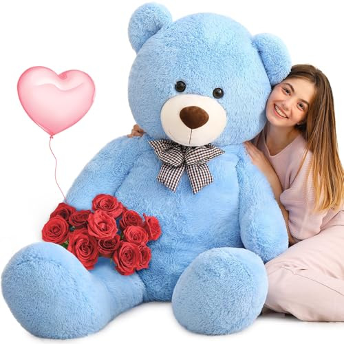 MorisMos 140cm riesen Teddy, groß teddybär XXL Valentinstag deko bär, weich XXL Kuscheltier plüschbär Kinder Jungen männer Mann fruend