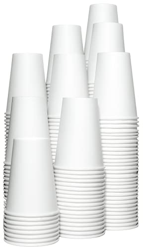 [400 pcs] Gobelets Jetables 220ml blanc en papier carton de qualité supérieure, Tasses Jetables 7.5oz pour boissons chaudes et froides, verre jetable pour café et cappuccino sur place ou à emporter