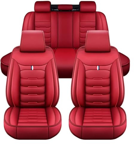 LECREA Auto Sitzbezüge Set für BMW 4 Series Gran Coupe (G26) 420d/420i, 5 Sitzer PU Leder Autositzschoner, Wasserdichter Atmungsaktiver Autositzbezüge, Verschleißfestes Innenzubehör, D Red