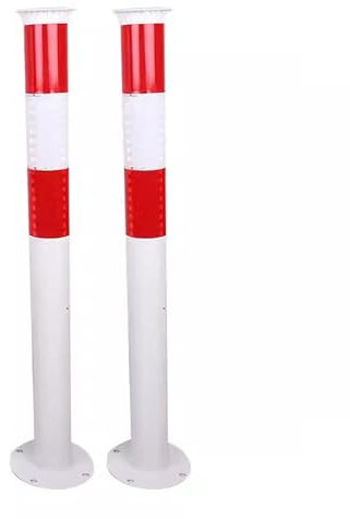 Dissuasori Parcheggio Solare 2 Confezioni, Paletto Parcheggio in Acciaio da 12 cm di Diametro con Luce a LED, Paletti Delimitazione Alta 100 cm, per Controllo del Traffico(Red)