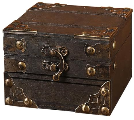 Vintage Schatzkiste - Retro-Schatzkiste, Schmucktruhe, Mit Schloss, Schmuckschatulle Aus | Kleine Schmuck-Andenkenbox Für Schreibtisch-Organizer, Kindergeschenk, Heimdekoration