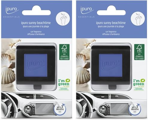 ipuro - erfrischender ipuro sunny beachtime Auto Duft - dezenter Lufterfrischer fürs Auto mit spritzig frischen Noten - angenehmer Auto Lufterfrischer für ein puristisches Dufterlebnis bis zu 3 Monate