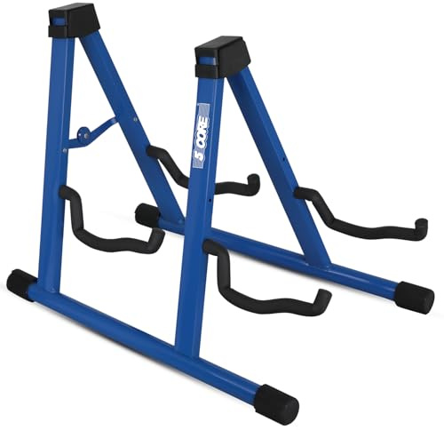 5 CORE Double Guitar Stand A Frame Shape w Soft Foam Arms Non Slip Rubber Supports Acoustic Electric Bass Ukulele Banjo Blue - GSS 2N1 BLU