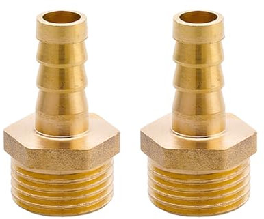 SEIWEI Connettore per tubo flessibile con filettatura maschio G 1/2 x 10 mm, in ottone, adattatore per tubo da giardino, accessori per montaggio tubo da giardino (2 pezzi)