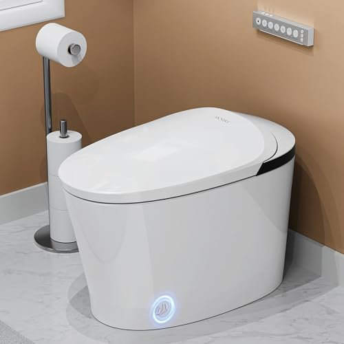 AKNIRL Toilettes intelligentes, toilettes intelligentes avec bidet intégré, siège chauffant, pompe assistée, chasse d'eau, eau chaude, sécheur d'air, désodorisation, toilettes intelligentes modernes