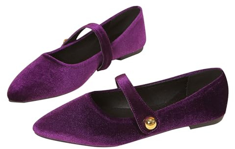 OBiQuzz Ballerinas Women's Elegant Ballerina Shoes Flat Loafer Mary Jane Low Shoes Strappy Ballerina Rubber Dress Shoes Wedding Shoes Evening Shoes Slip On Pumps Women's Shoes Dance Shoes, purple