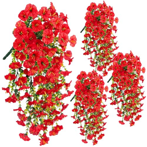 QYJMLH Flores Colgantes Artificiales,2PCS Artificiales Plantas Colgantes,Flores Colgantes para Boda, jardín, Pared, decoración del hogar,Petunia 75CM Plantas de balcón