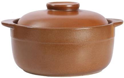 Cazuela de Terracota con Tapa, Olla de Barro, Olla de Sopa de cerámica con Tapa, cazuela, Olla for guisar, Ahorro de energía for Sopa a Fuego Abierto en casa y Catering(1.2L)