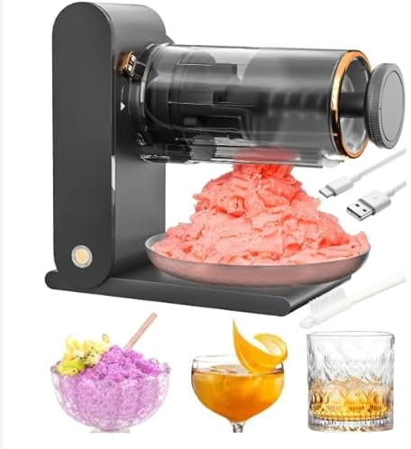 Electric Ice Crushers Slushie Maker Stainless Steel Blades and ice Moulds Crushed ice Maker Snow Cone Machine Black