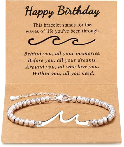 Inspirational Bracelets For Women, Waves Of Life Birthdays Gifts For Sister, Best Friend, Meaningful Encouragement Jewelry, Life Is Tough But So Are You Strong Gifts For Cancer Survivors (Birthday)