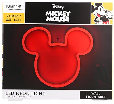 Paladone Lampada da parete a LED con orecchie di Topolino Disney, con licenza ufficiale, con cavo di alimentazione, per casa, camera da letto, soggiorno, decorazione della cultura pop