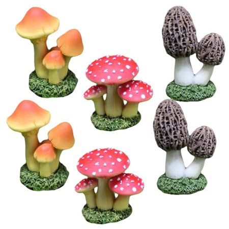 Toyvian 6 Stück Pilzfiguren Mikrolandschaft Deko Kunstharz Klein Bunt Filigran Für Blumentöpfe Gartendeko