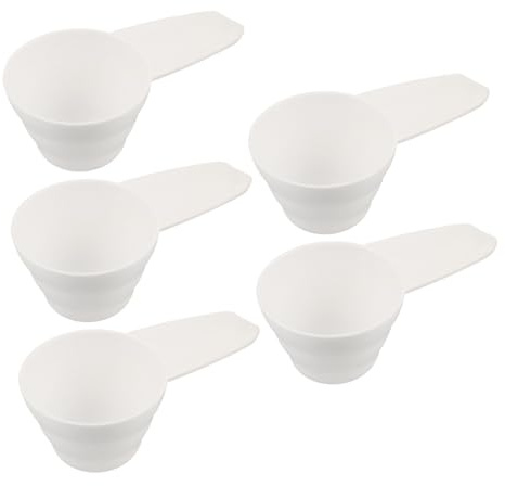 WEKADRIN 5 Pezzi Dosatori in Plastica per Caffè Spezie Farina e Proteine Misurini Precisi Resistenti e Facili da Utensili Compatti per Cucina e Caffetteria Colore Bianco
