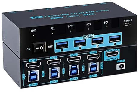 KVM Switch HDMI Synchronizer，4 Computers Share 1 Monitor EDID Function 8K@60Hz