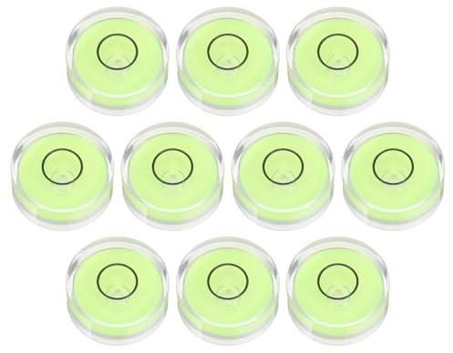 PATIKIL 10pcs Round Bubble Level 25x10mm Mini Circular Bullseye Spirit Levels Measuring Layout Tools for Leveling Camera Tripod Telescope Workshop Turntable Pictures Frame, Green