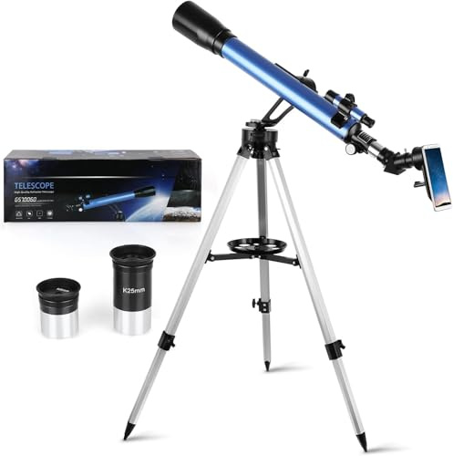 Cowiewie Teleskop 60/700 Refraktor Teleskop für Erwachsene Reise Teleskop Astronomie für Anfänger und Kinder inklusive Tragbares Stativ