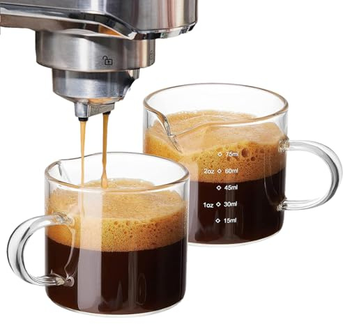 Generico Misurino Per Caffè Espresso – Misurino In Con Doppio Beccuccio Da 5 Ml | Beccucci Misurazione Della Per Il Latte A Tripla, Manico In Legno Bicchierini Peer Caffè Espresso Da 75 Ml