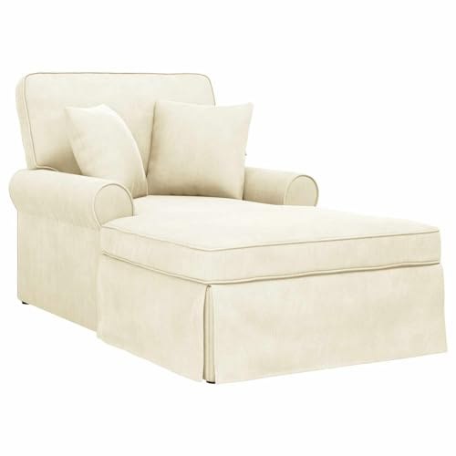 vidaXL Chaise Lounge mit Rock 3 STK. Creme Cordstoff 91 x 157 x 91 cm