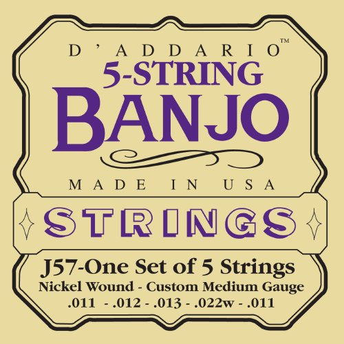 D'Addario J57 Saitensatz für Banjo 5-String und Tenor 5-String/Custom Medium/Nickel