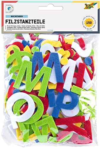 folia 5261 - Filzstanzteile Buchstaben, selbstklebend, 150 Stück, farbig sortiert, je ca. 4,5 cm groß