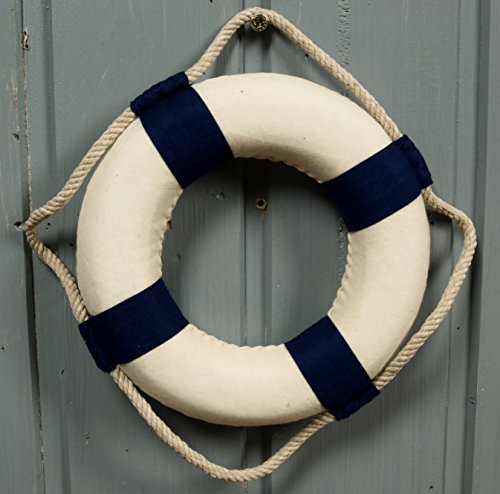 Küstenambiente Deko Rettungsring 30cm blau/weiß