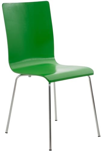 CLP Besucherstuhl Pepe I Ergonomisch Geformter Lehnstuhl Mit Holzsitz I Stabiles Metallgestell I Komfort Und Stil Mit Robuster Konstruktion, Farbe:grün