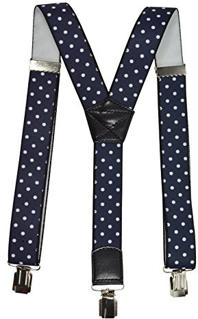 Olata Bretelle per Bambini a Forma di Y, Elastiche, Motivo a Pois (5-12 Anni), 3 cm. Blu Marina
