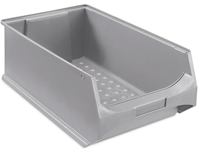 aidB Sichtlagerbox 500x300x200mm 4 Stk. – Sortierboxen für Kleinteile – Lagerboxen Werkstatt & Gewerbe – Kleinteilmagazin offene Front – Sortimentskasten für Schütten & Regalsysteme - Gr. 5.0 - Grau