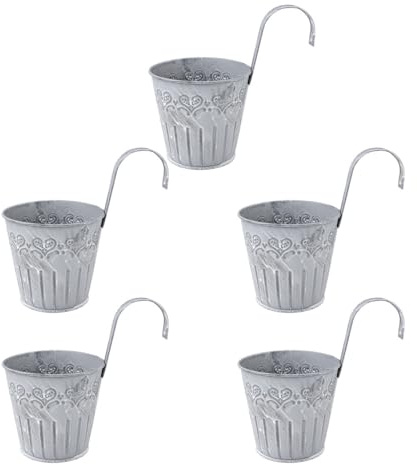 Yardwe Hängetöpfe Vintage Metall Eimer Mini Blumentopf Wand Pflanztopf Balkontopf übertopf zum Aufhängen Garten Deko für Indoor Outdoor 5 Stück