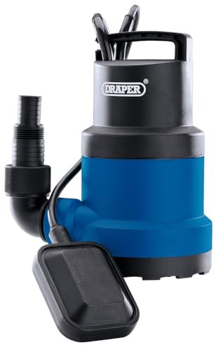 Draper 250W Portable Submersible Water Pump|Max Flow Capacity 6480 l/h Electric Pump | Thermal Overload Protection | Integrated Float Switch |10M Cable Draining Pump| 98912