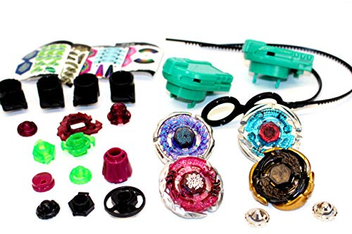 Elrozo 4er Top Set + Arena Kreisel für Metal Fusion 4D Burst Arena Auswahl (Set 13 Galaxy Gold Top)