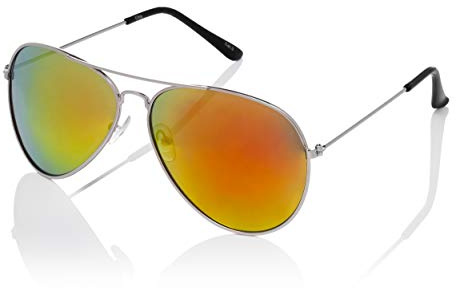 Ultra Pilot Sonnenbrille – Erwachsene Silberner Rahmen mit Gebrannten Orangefarbenen Gläsern Herren- und Damensonnenbrille Metallrahmen Retro 80er Jahre Klassischer Stil Damen Herren UV400-Schutz
