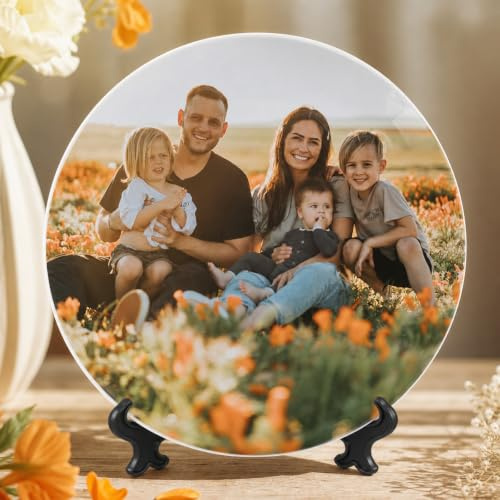 Smile lab Personalisiert Foto Pastateller Keramik, Speiseteller oder Frühstücksteller runder Essteller aus hochwertigem Porzellan 20.6cm, Geschenke für Mama, Oma, Ideal als Weihnachtsteller