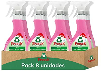 Frosch - Limpiador Antical Ecológico Vinagre de Frambuesa, Elimina las Manchas de Cal y Suciedad del Baño, Eficacia desincrustante - Pack de 8 Unidades x 0,5 L