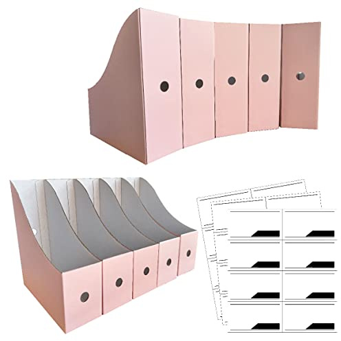 Lot de 12 porte-revues en carton de qualité supérieure - Rose - Rangement pour magazines - Grand volume - Pour bureau