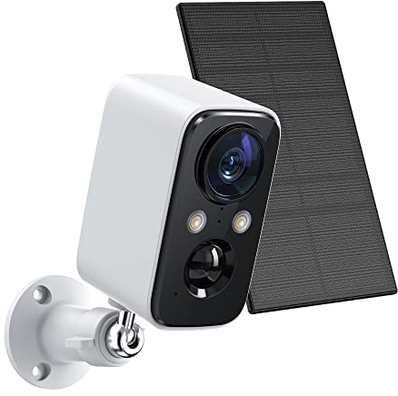 FOAOOD Überwachungskamera Aussen Akku Solar, Kamera Überwachung Aussen mit Farbige Nachtsicht, PIR-Personenerkennung, 2-Wege-Audio,1080P, IP66 Wasserdicht