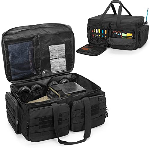 GOBUROS RC Storage Bag for 1/8 and 1/10 Car, RC Carrying Case with Bottom Solid Clapboard for Support and Multi-Pockets for RC Tools (Patent Design)