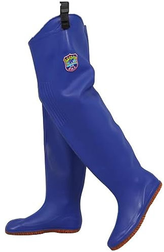 Watstiefel wasserdichte PVC-Stiefel mit Wasserhosenträgern for Herren und Damen, for Outdoor-Angeln/Jagd/Baustellen (Color : Blue, Size : 38 EU)
