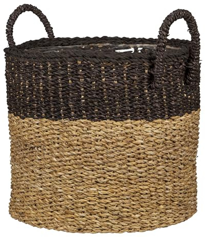 Scheurich Jonc de mer 23 - Jardinière en osier avec poignées en jonc de mer - Couleur : marron - Diamètre : 24 cm - Hauteur : 20 cm - Volume : 7,5 l