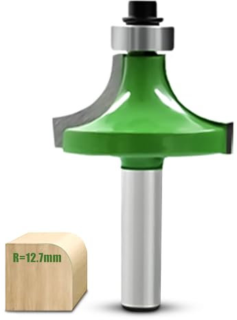 NICAVKIT Fresa redondeada de 8 mm, radio de 12,7 mm, metal duro para fresadora con rodamientos, fresa redondeada para carpintería, fresa de cantos