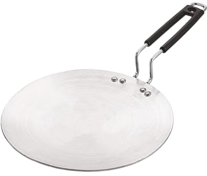 Satre Online and Marketing Induction Base Aluminium Roti Tawa, Roti Pan with Riveted Handel, Dosa Pan - White