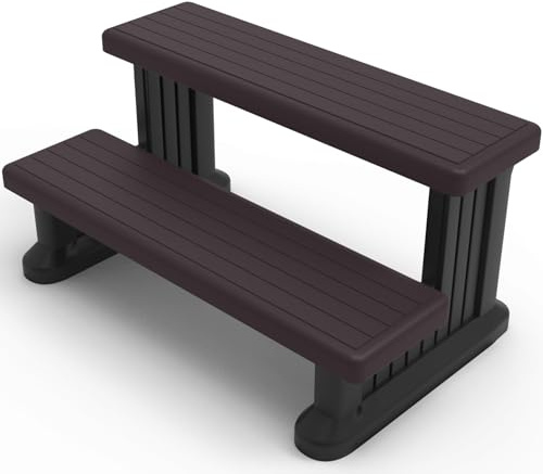 GREVO Marchepieds de Spa pour Spa Rond ou Droit (Marron)