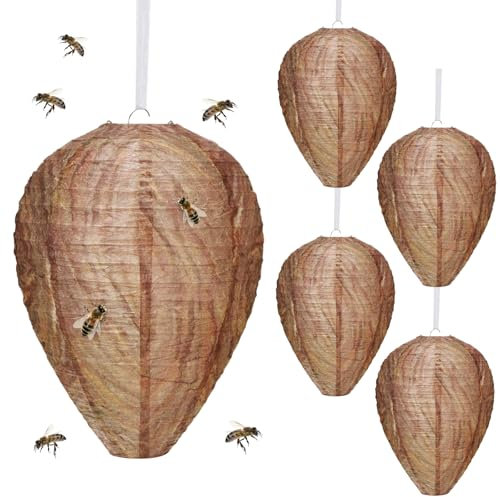 Confezione da 5 ciucci per nidi di vespe, repellente per nidi di vespe, trappola per vespe, ciuccio per nidi di vespe, per repellente per vespe all'aperto, adatto da appendere sul balcone del giardino