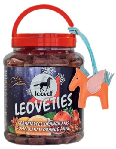 leovet Leckerlis Leoveties Limited Edition Granatapfel Orange Anis in wiederverschließbarer Dose inkl. Pegasus-Schlüsselanhänger - 2,25kg