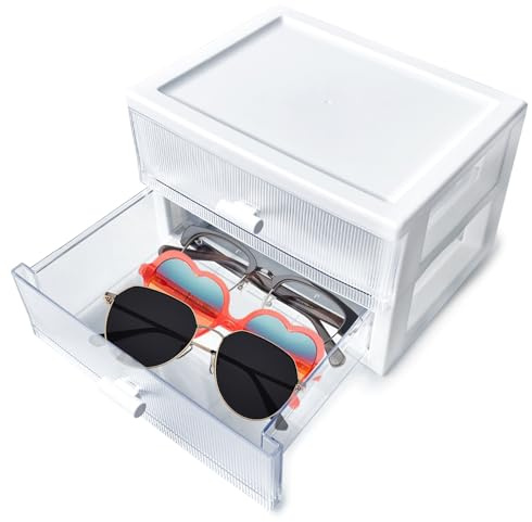 LCFALO Contact Lens Organizer Case, Double-deck Portable Storage Case Storage Box for Disposable Daily Contact Lenses, Daily Contact Lens Case Organizer for All Brand Cosmetic Contact Lens