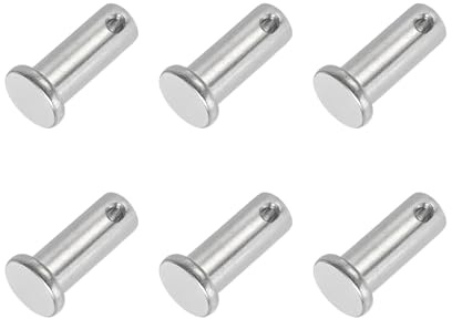PATIKIL 6 Stück 25mm Lange Steckbolzen 10mm Durch. Flachkopf Edelstahl Bolzen mit Loch 3,2mm Durch. Einlocher Sicherungsbolzen für Industrie Maschinenbau Anhänger Scharnier Möbel, Silber