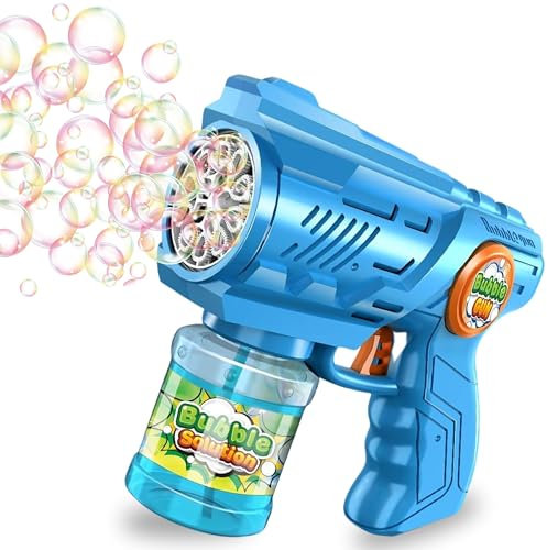 Blubbel Seifenblasenpistole, LED Seifenblasenmaschine, 120ml Seifenblasenflüssigkeit Tank, Seifenblasen Pistole, Blasen Kanone, Luftblasen Bazooka Bubble Gun, Geschenke für Kinder, Hochzeit