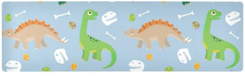 ZRWLUCKY Sottopentola blu con dinosauri per pentole e padelle calde, tappetino resistente al calore e runner da tavola impermeabile per piatti caldi, 90 x 30 cm