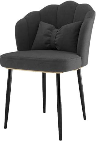 Chaise d'appoint moderne sans accoudoirs avec dossier haut incurvé et siège rembourré pour salon, chambre à coucher, maquillage, liseuse, siège en velours noir et pieds noirs